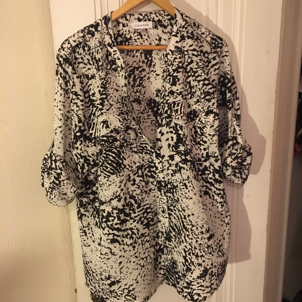 Calvin Klein Military style blouse XL